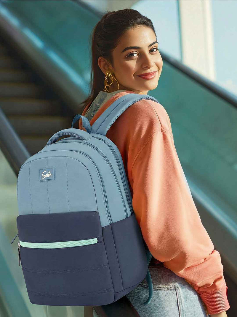 Genie Marshmellow 36L Laptop Backpack With Raincover - Navy Blue