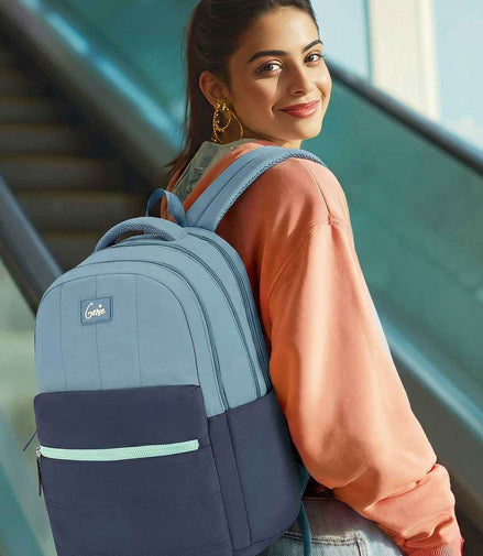 Genie Marshmellow 36L Laptop Backpack With Raincover - Navy Blue