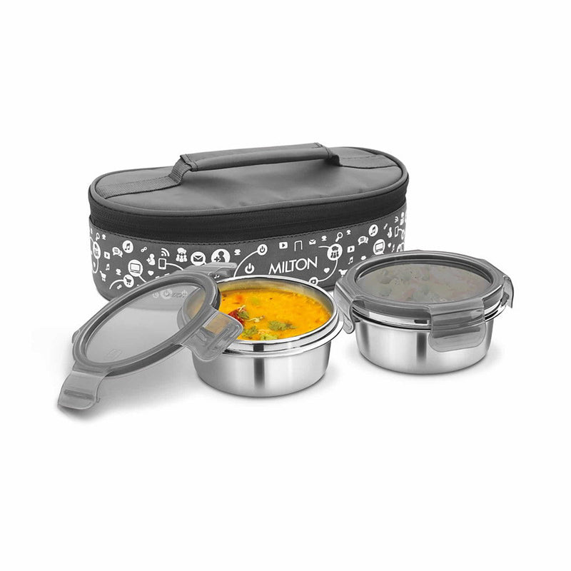 Milton Lifestyle Lunch Stainless Steel Tiffin Box — front view