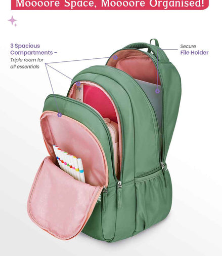 Genie Mira 36L School Backpack - Sage Green