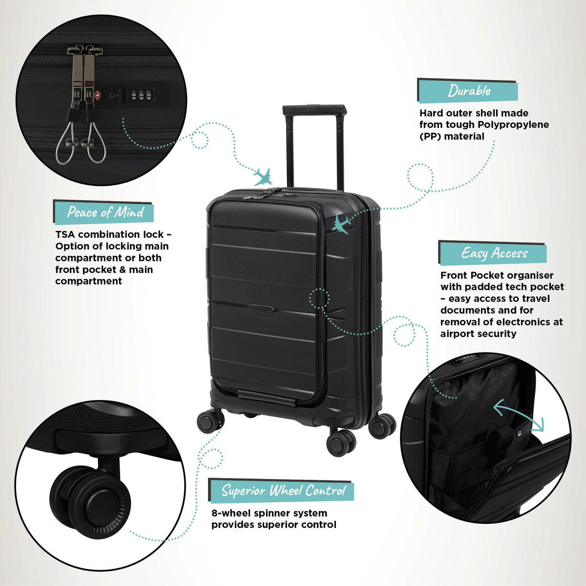 IT Luggage Momentous Black Trolley Bag