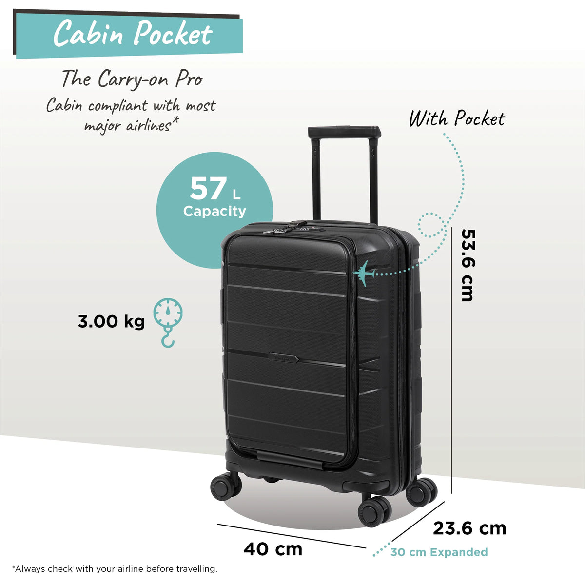 IT Luggage Momentous Black Trolley Bag