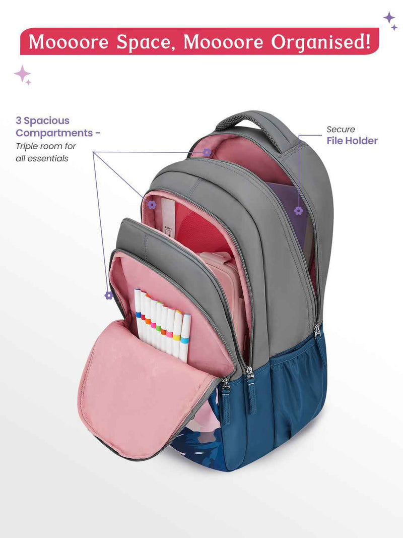 Genie NightFern 36L School Backpack - Blue