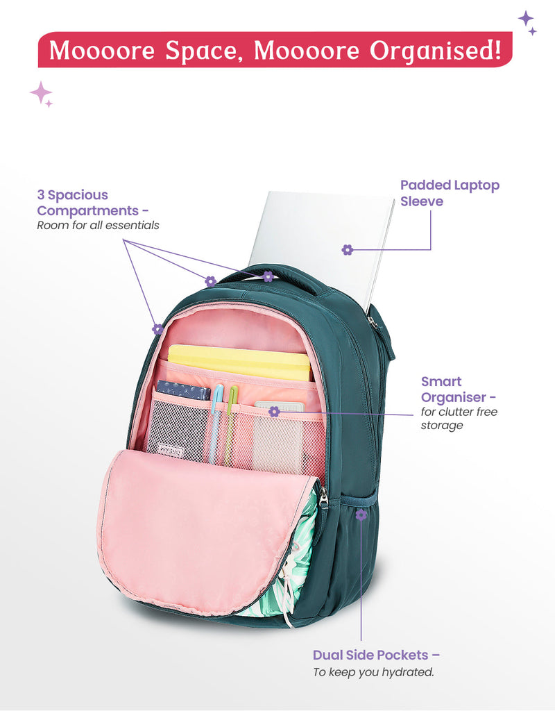 Genie Petalis 40L Laptop Backpack Dark Green