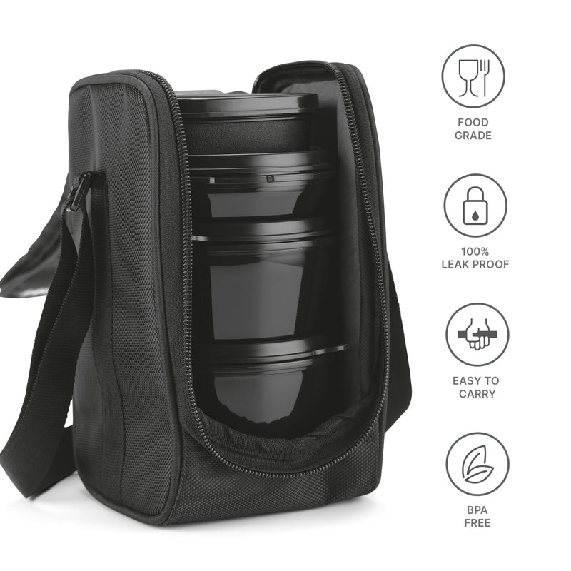 Milton Pro Munch Lunch Box Black — back view