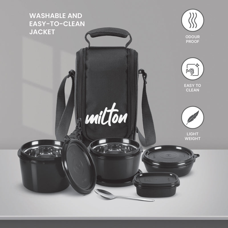 Milton Pro Munch Lunch Box Black — side view
