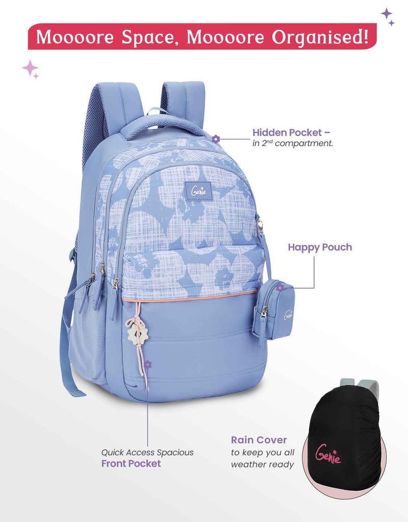 Genie Quilsy 40L Laptop Backpack With Raincover - Blue