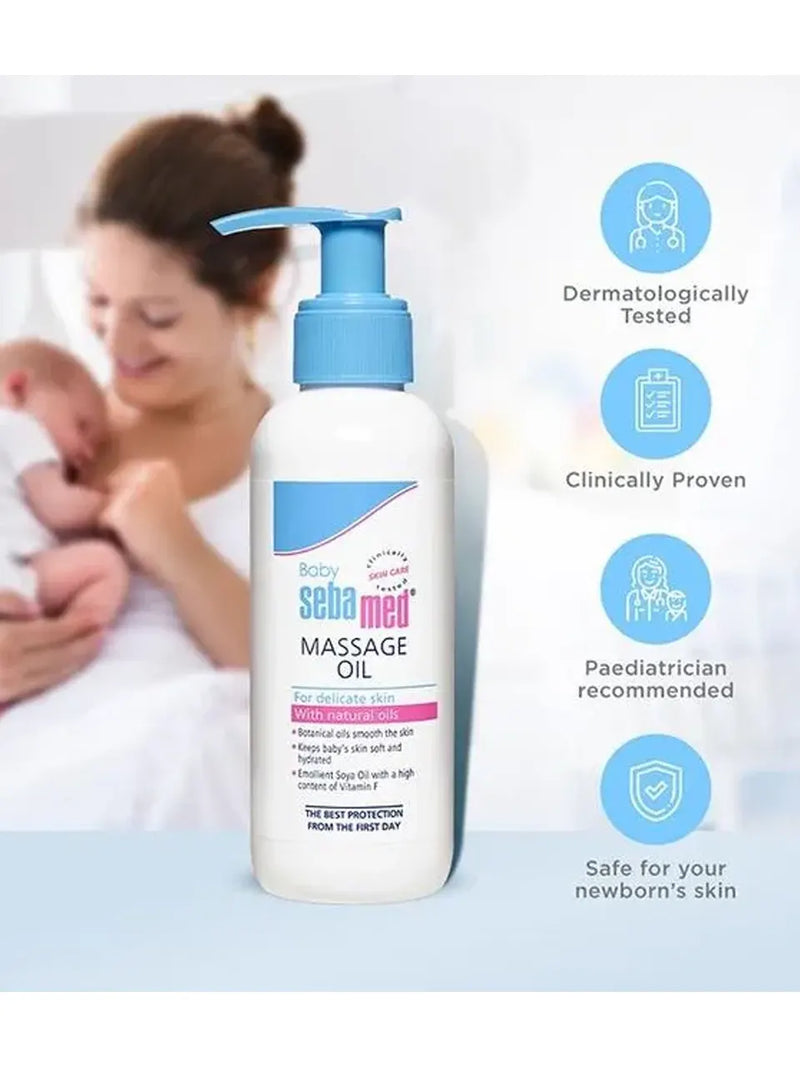 Sebamed Baby Soothing Massage Oil 150ml — sunflower and almond oil