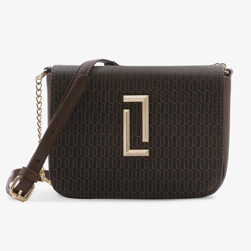Lavie Luxe Mono Chris Flap Small Sling Bag in Mono Brown