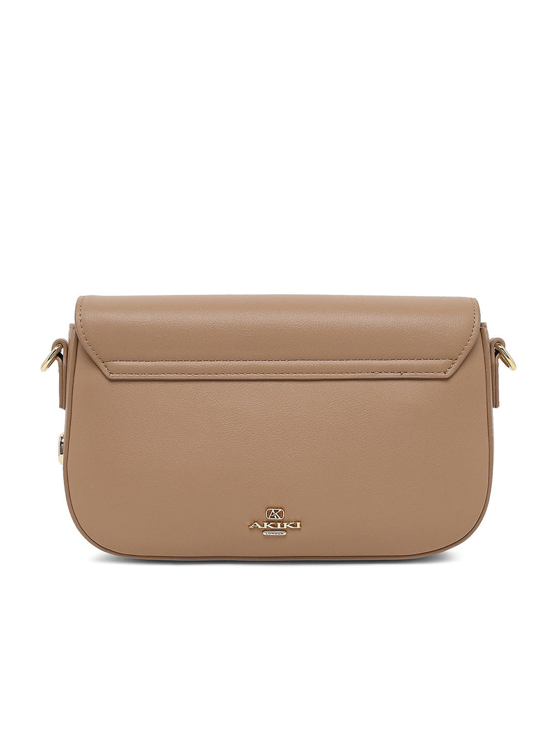 AKIKI London Parklane Flap Medium Sling Bag Beige detail