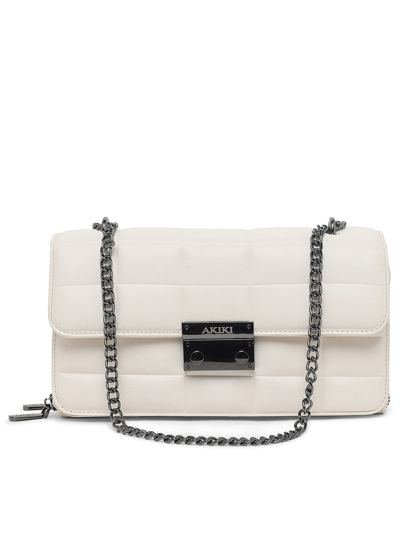 AKIKI London Chelsea Flap Medium Sling Bag White lifestyle