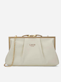 Lavie Luxe Pleato Frame Sling Bag in Ivory