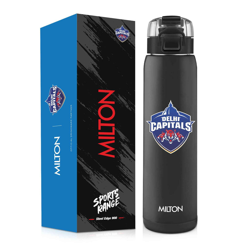 Milton Sports Steel Edge UV Printing Thermoware Bottle With Twin Lid - Delhi Capitals (DC) - Milton