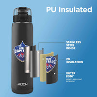 Milton Sports Steel Edge UV Printing Thermoware Bottle With Twin Lid - Delhi Capitals (DC) - Milton