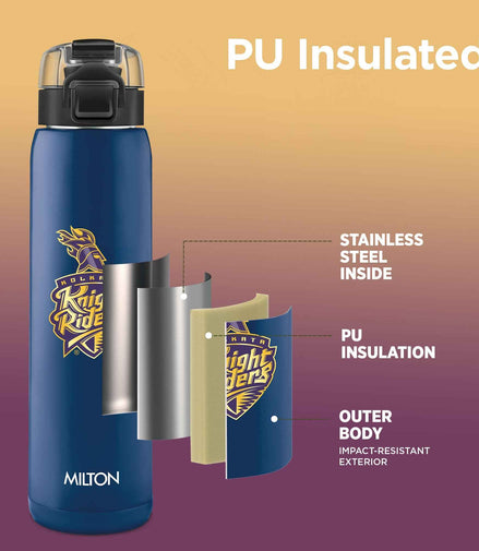 Milton Sports Steel Edge UV Printing Thermoware Bottle With Twin Lid - Kolkata Knight Riders (KKR) - Milton