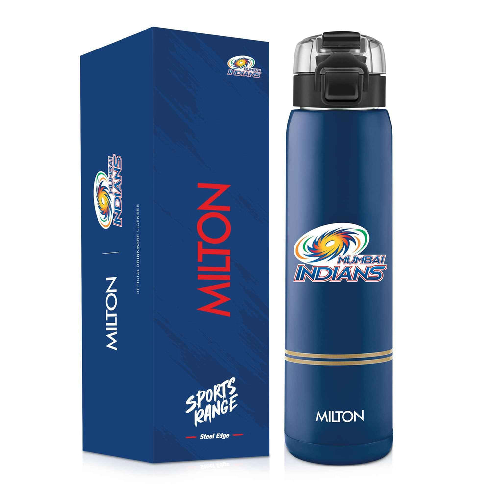 Milton Sports Steel Edge UV Printing Thermoware Bottle With Twin Lid - Mumbai Indians (MI) - Milton