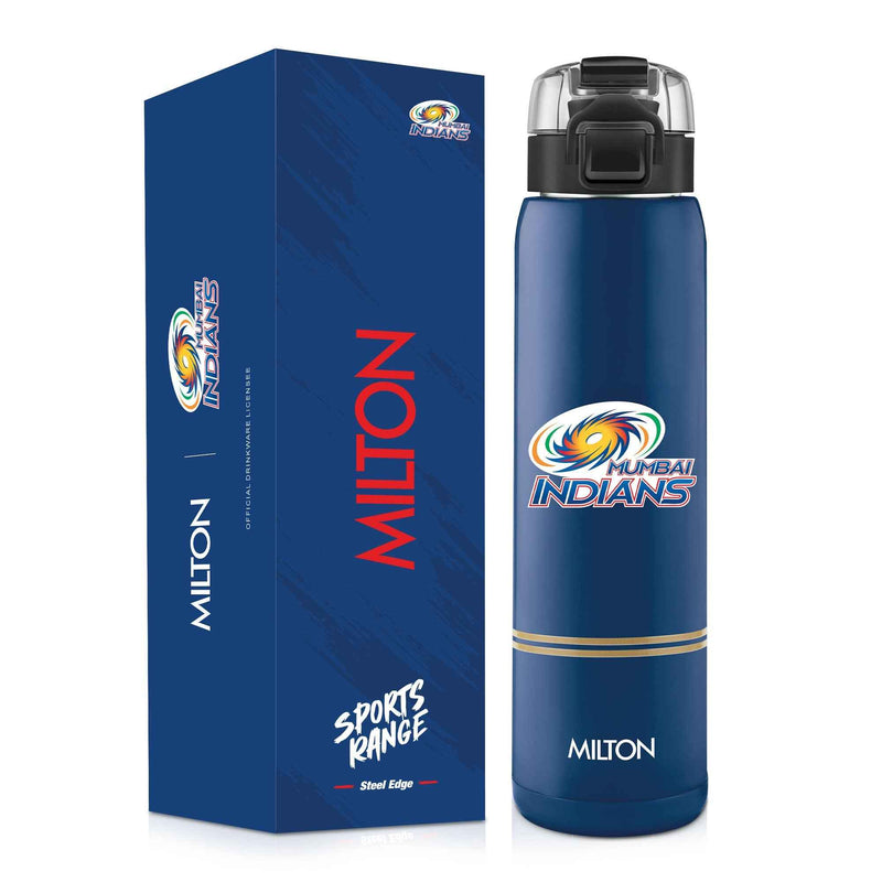 Milton Sports Steel Edge UV Printing Thermoware Bottle With Twin Lid - Mumbai Indians (MI) - Milton