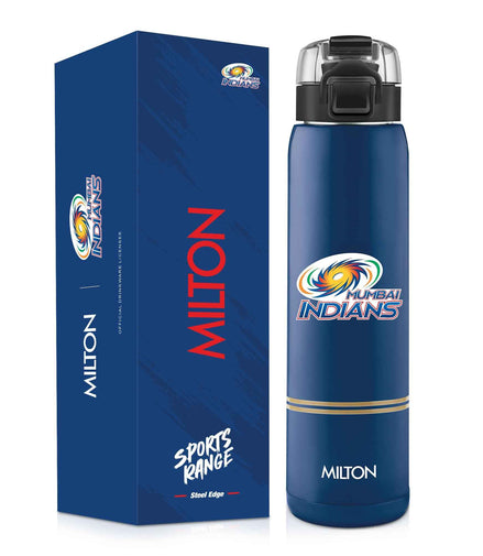 Milton Sports Steel Edge UV Printing Thermoware Bottle With Twin Lid - Mumbai Indians (MI) - Milton