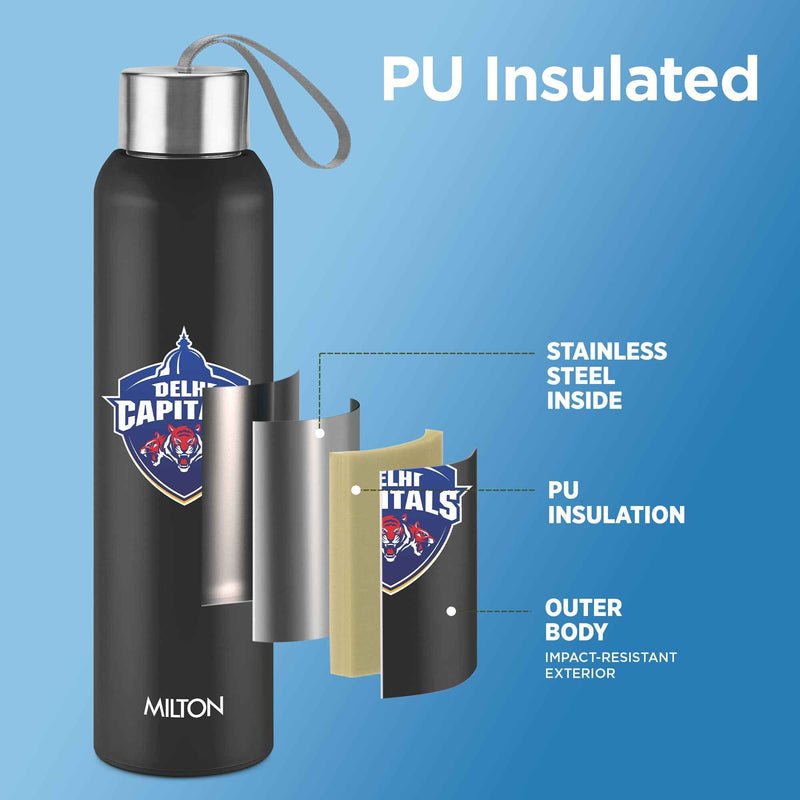Milton Sports Steel Halo UV Printing Water Bottle - Delhi Capitals (DC) - Milton