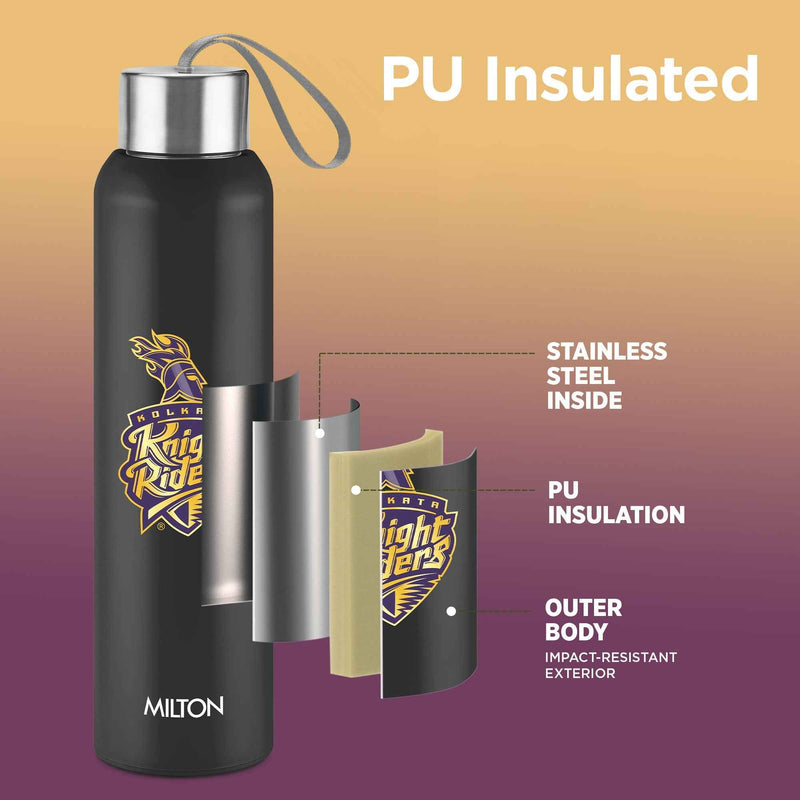 Milton Sports Steel Halo UV Printing Water Bottle - Kolkata Knight Riders (KKR) - Milton