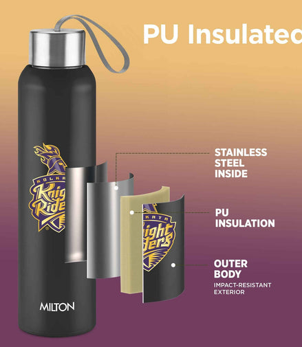 Milton Sports Steel Halo UV Printing Water Bottle - Kolkata Knight Riders (KKR) - Milton