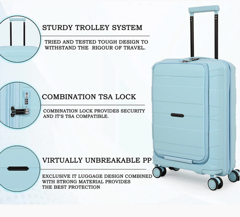 IT Luggage Momentous Trolley Crystal Sky — open interior