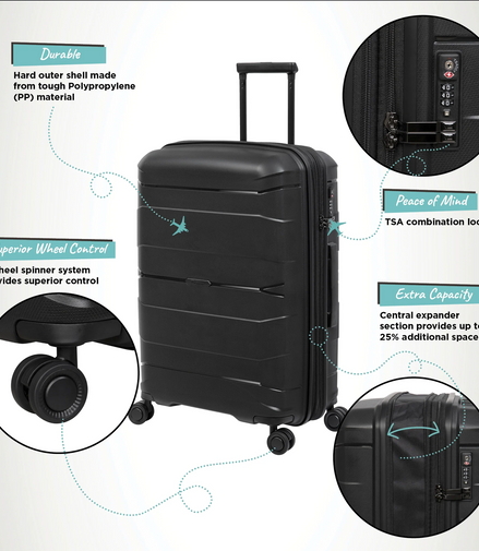 Momentous -   (Black) Expandable | TSA Lock | 8-Wheel luggage bag - image 1 of 8 - Luggage bag