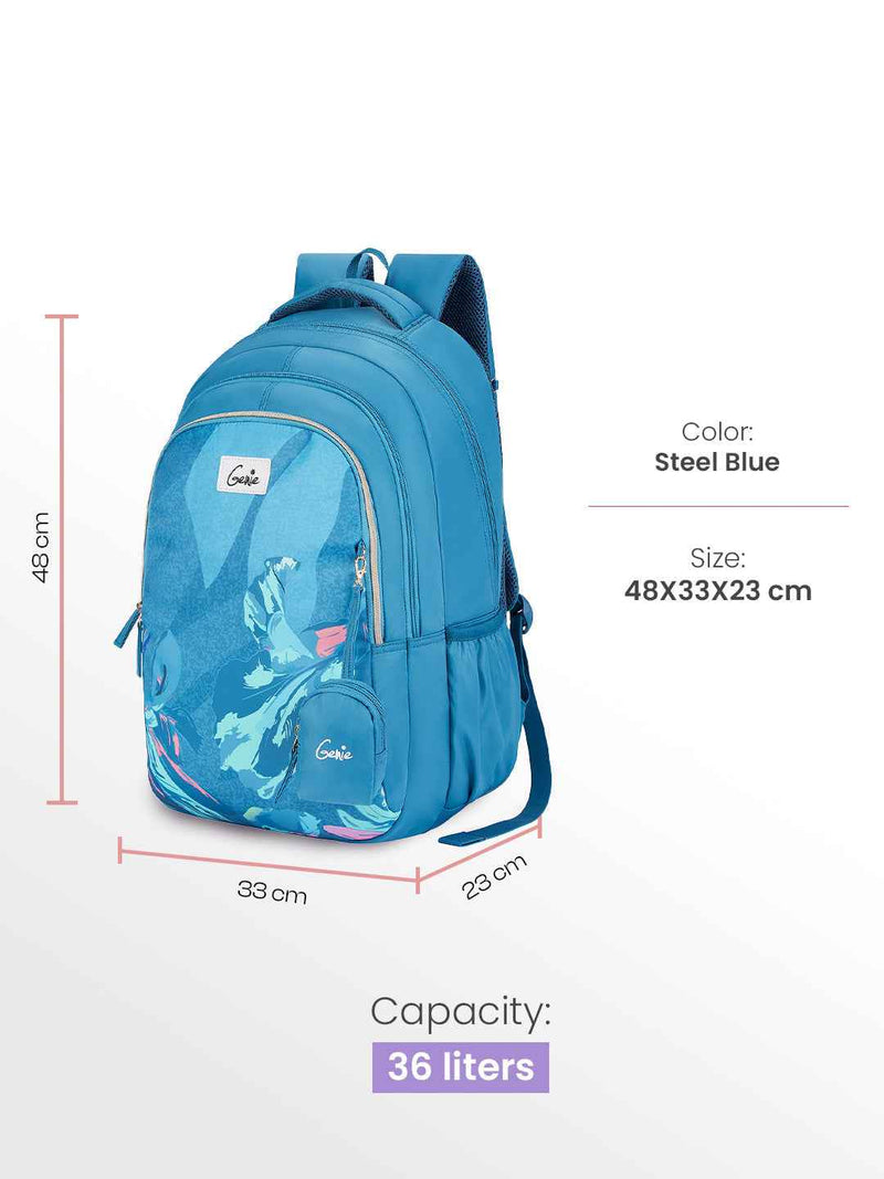Genie Sea Bloom 36L School Backpack - Steel Blue