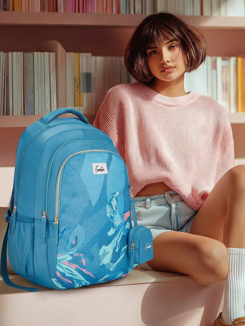 Genie Sea Bloom 36L School Backpack Steel Blue