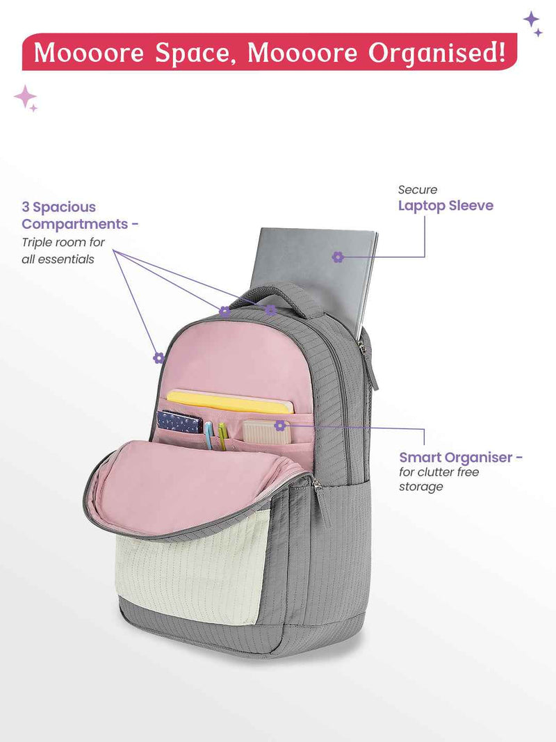 Genie Snuggle 36L Laptop Backpack With Raincover - Grey