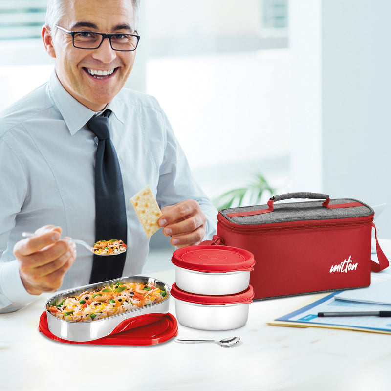 Milton Steel Champ Stainless Steel Tiffin — angle view