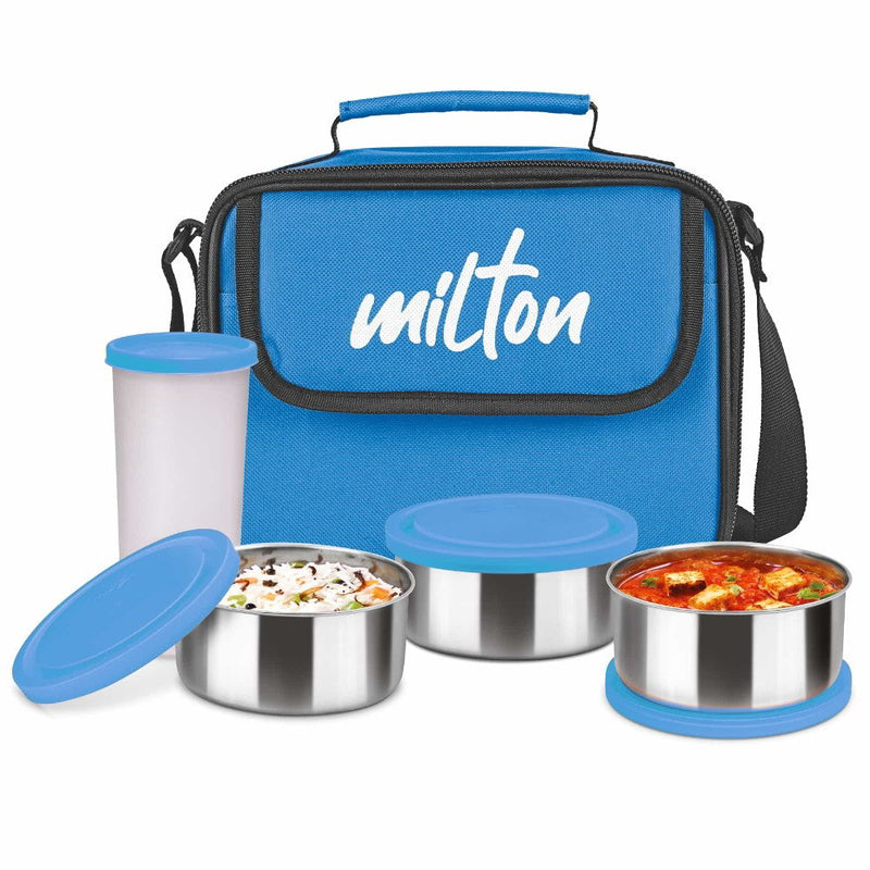 Milton Steel Combi Insulated Lunch Box — back view