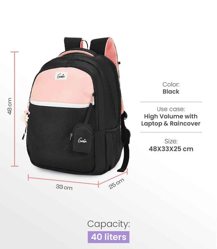 Genie Twist 40L Laptop Backpack With Raincover — Black