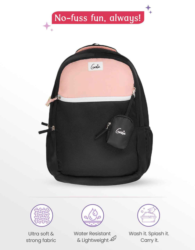 Genie Twist 40L Laptop Backpack With Raincover — Black