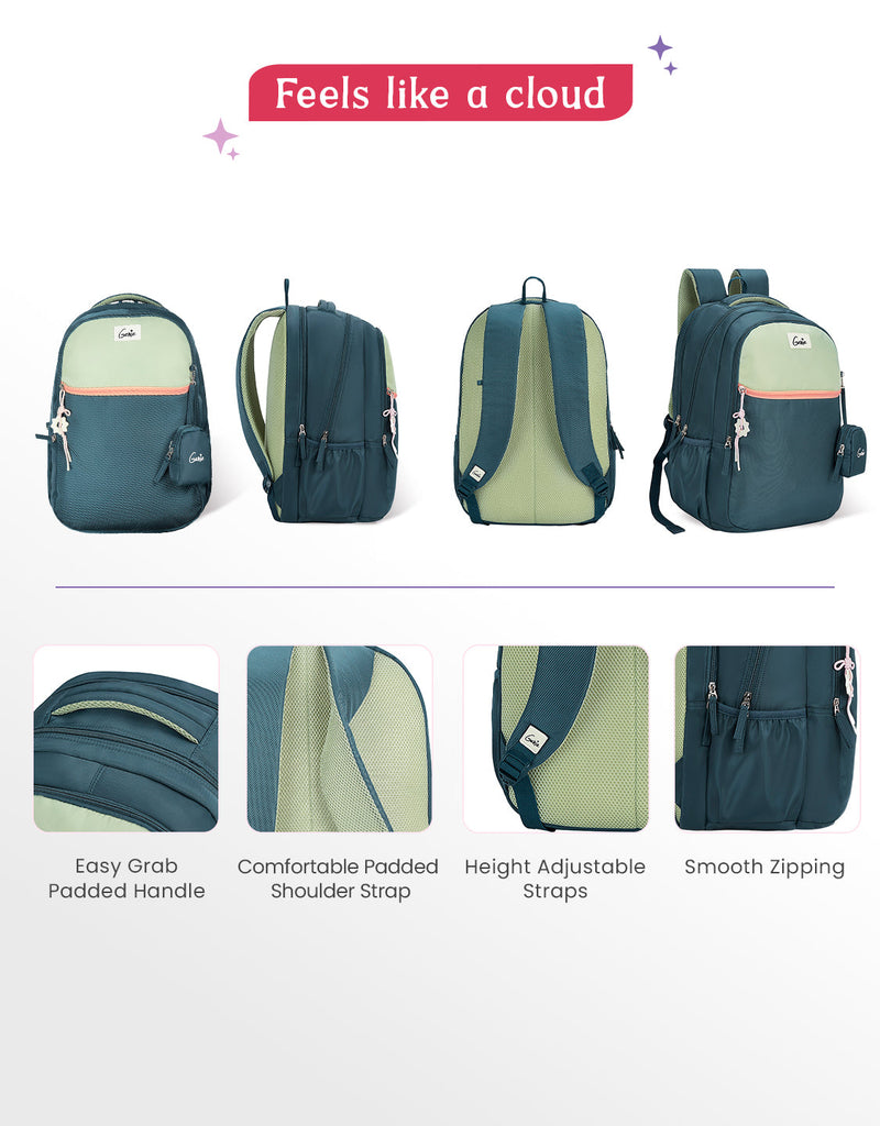 Genie Twist 40L Laptop Backpack With Raincover — Dark Green