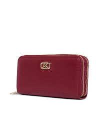 AKIKI London Wellsbury 2 Compartments Zip Around Large Wallet Red detail