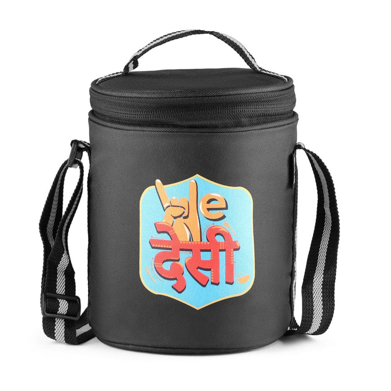 Milton We Desi Borosilicate Glass Tiffin 1200ml with Printed Jacket — back view