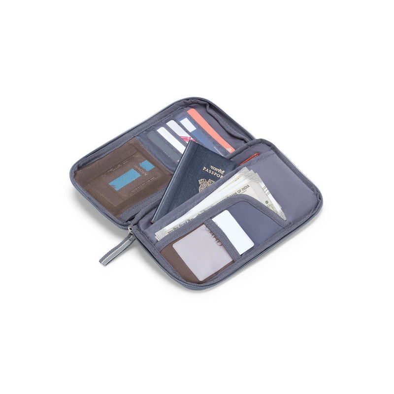 American Tourister Grey passport holder — passport slot detail
