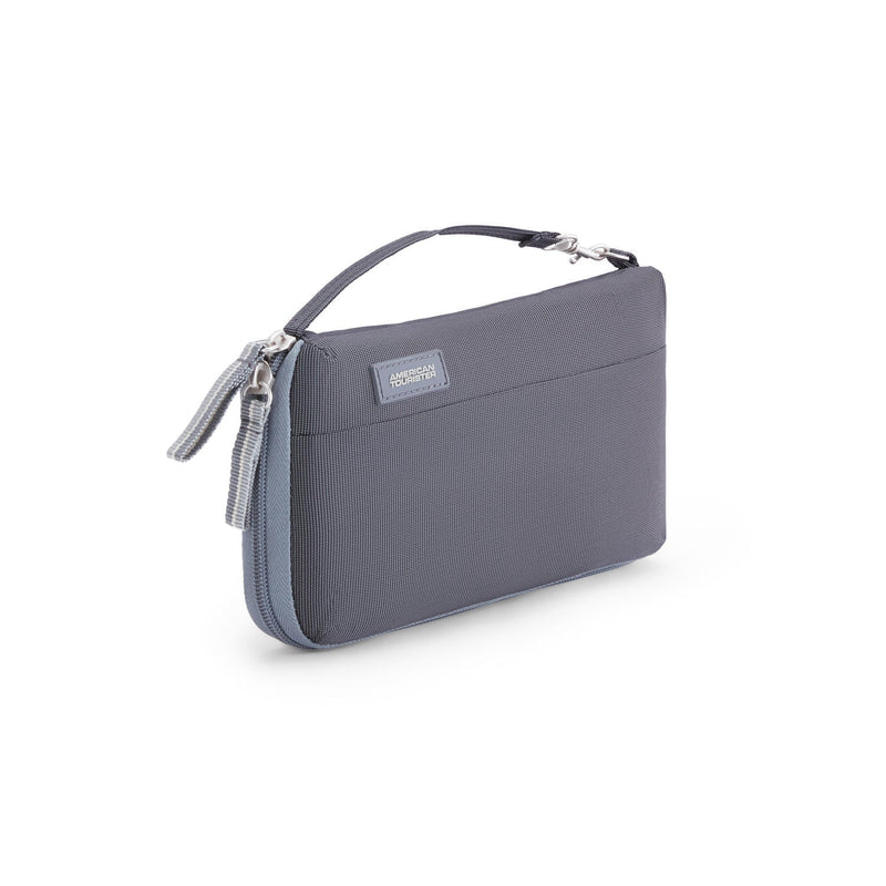 American Tourister Grey passport holder — lifestyle shot