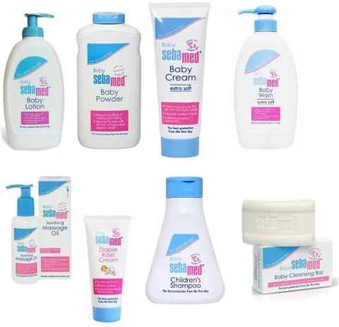 Sebamed Combo(Pack of 7): Baby Shampoo, extrasoftCream,BabyLotion, Powder, Oil,Bar, rash cream.