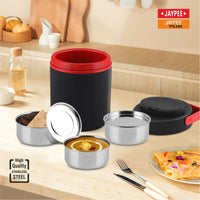 Jaypee Plus Ribbline 3 SS Containers Electric Lunch Box (500ml each)