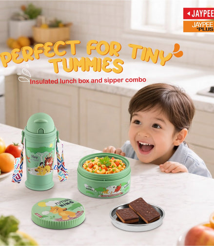 Jaypee First Step Combo — Insulated Lunch Box 370ml + Sipper Bottle 275ml