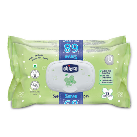 Chicco Baby Moments Soft Cleansing Wipes For Nappy Face & Hands