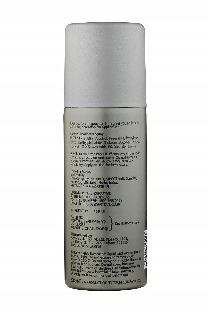 Skinn by Titan Raw Deodorant Spray — 150ml for Men