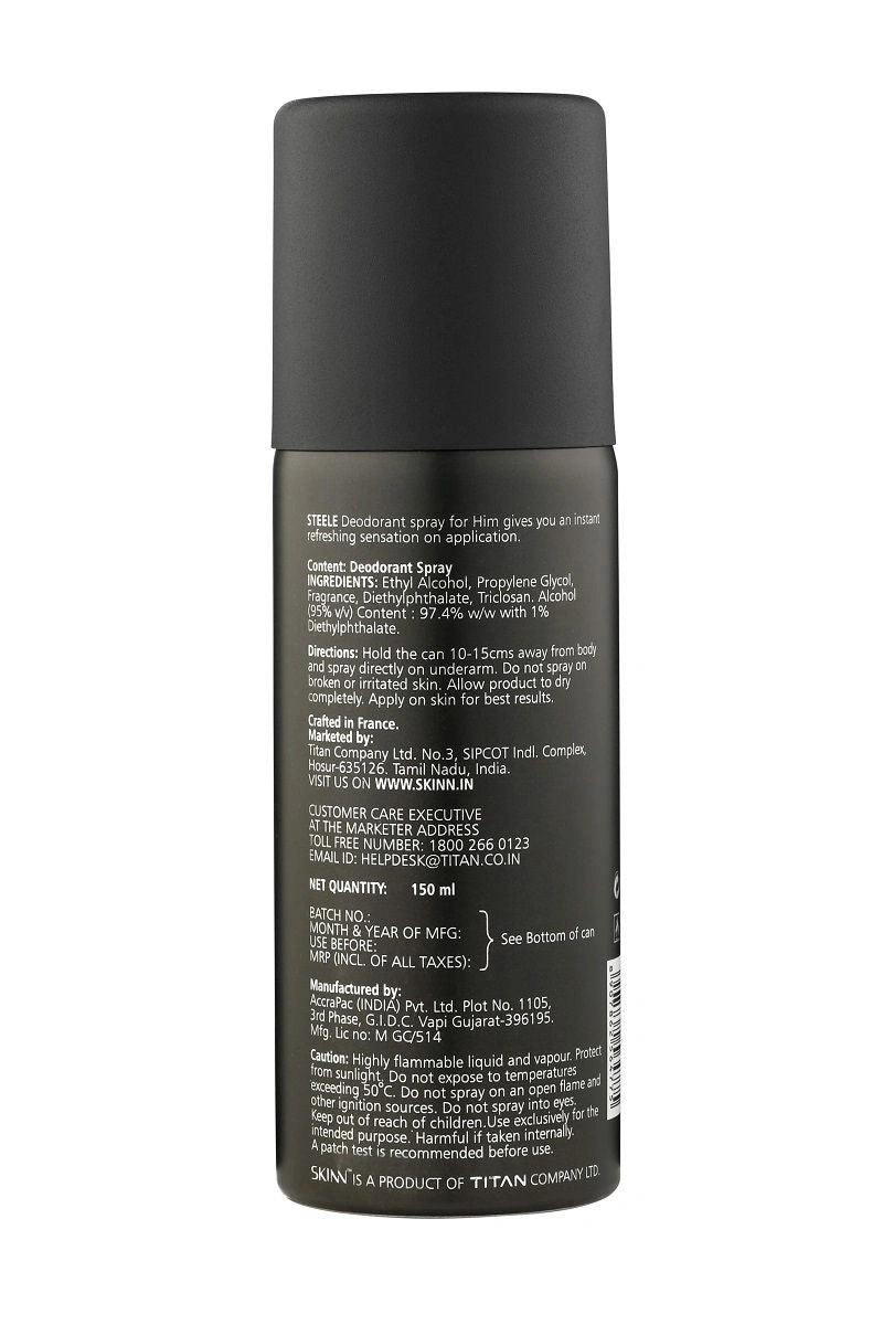 Skinn by Titan Steele Deodorant Spray — 150ml for Men