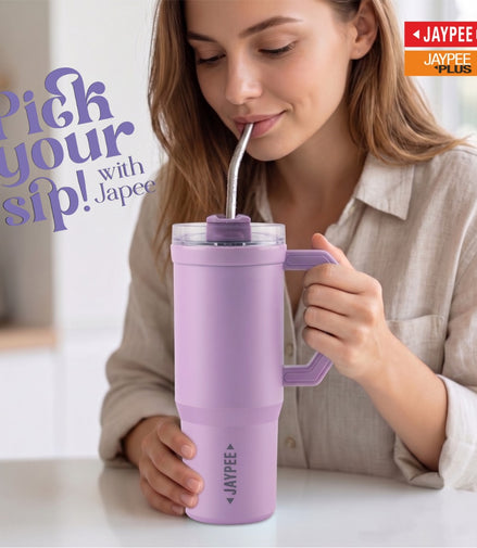 Jaypee Quencher PU Insulated SS Tumbler with Straw 650ml Sky Blue