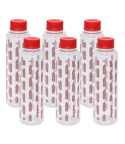 Jaypee Splash Set of 6 Leak-Proof Floral Printed Fridge Water Bottles 1000ml Red