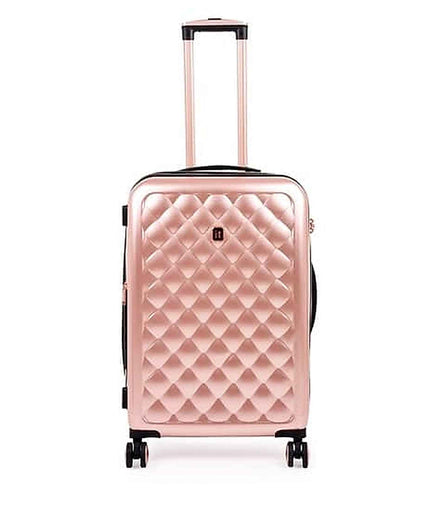 IT Luggage Fashionista Glossy Trolley Bag with TSA Lock — Rose Gold