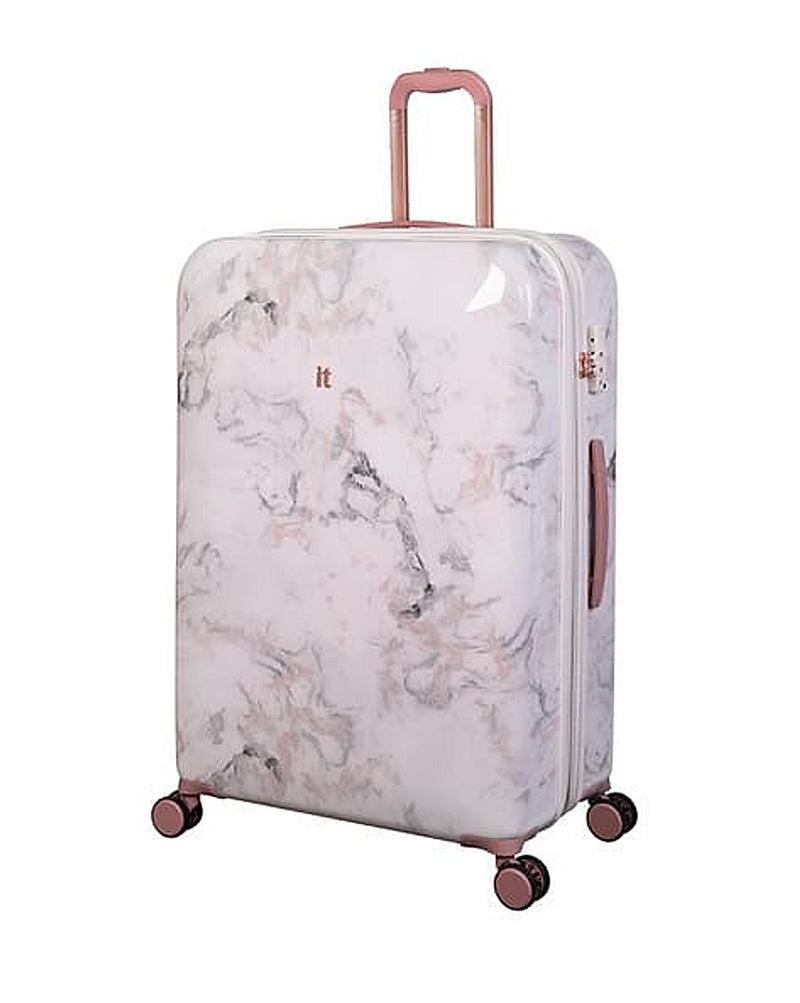 IT Luggage Sheen marble effect hard trolley bag in Grey — Large