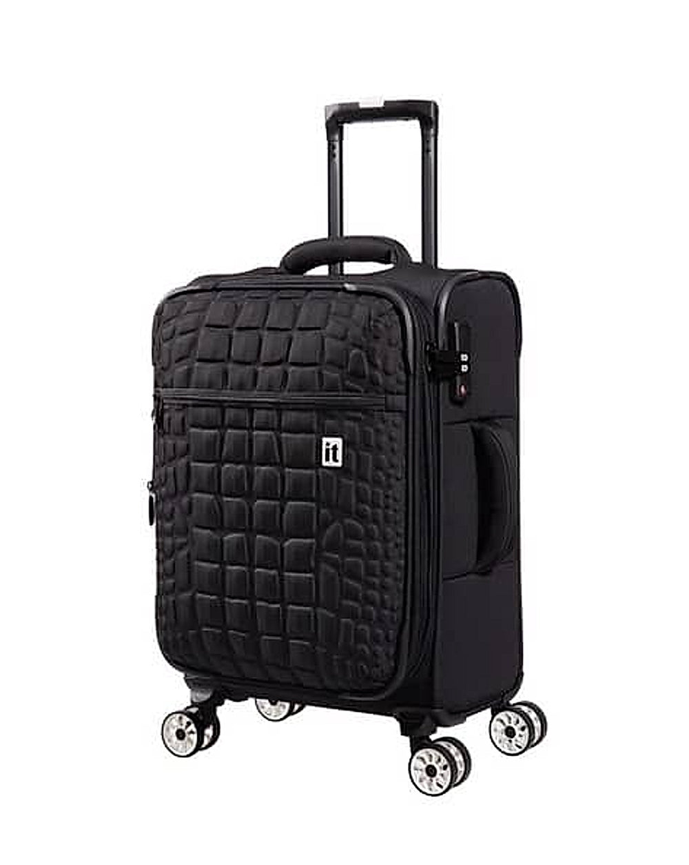 IT Luggage men croc embossed trolley bag with TSA lock in Black